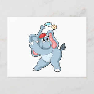 Elefant bei Baseball Postkarte