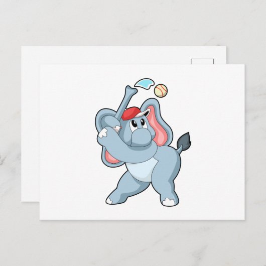 Elefant bei Baseball Postkarte (Vorne/Hinten)