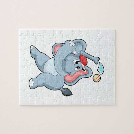 Elefant bei Baseball Puzzle (Horizontal)