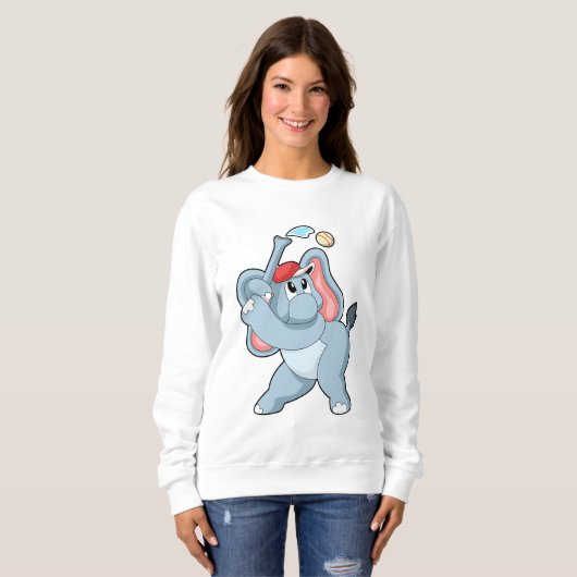 Elefant bei Baseball Sweatshirt (Vorne ganz)