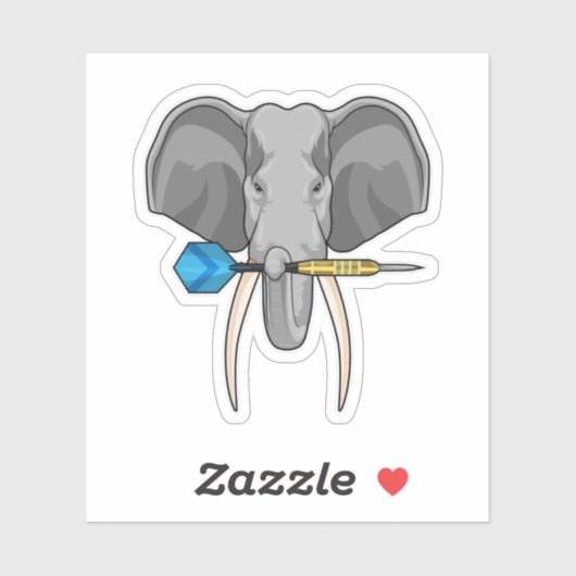 Elefant bei Darts mit Dart Aufkleber (Blatt)