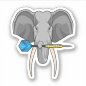 Elefant bei Darts mit Dart Aufkleber (Vorderseite)