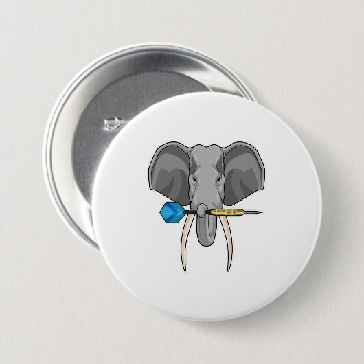 Elefant bei Darts mit Dart Button (Vorne & Hinten)