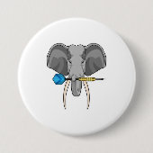 Elefant bei Darts mit Dart Button (Vorderseite)
