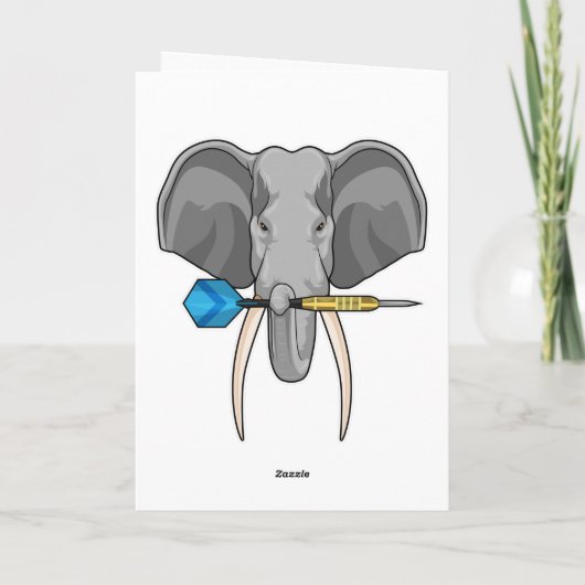Elefant bei Darts mit Dart Karte (Rückseite)