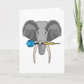 Elefant bei Darts mit Dart Karte (Vorderseite)