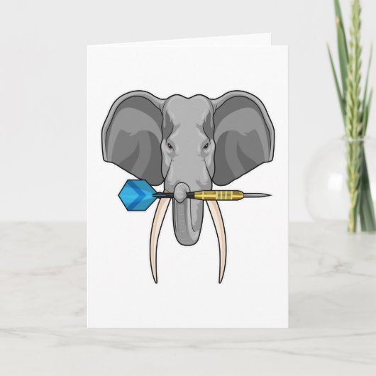 Elefant bei Darts mit Dart Karte (Vorderseite)