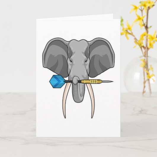 Elefant bei Darts mit Dart Karte (Gelbe Blume)