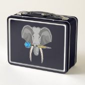 Elefant bei Darts mit Dart Metall Brotdose (Rückseite)