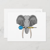 Elefant bei Darts mit Dart Postkarte (Vorne/Hinten)