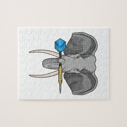 Elefant bei Darts mit Dart Puzzle (Horizontal)