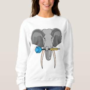 Elefant bei Darts mit Dart Sweatshirt