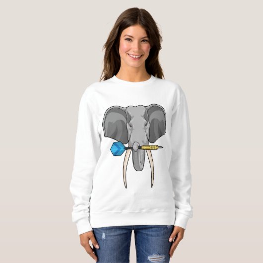 Elefant bei Darts mit Dart Sweatshirt (Vorne ganz)