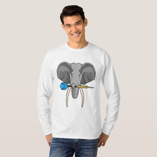 Elefant bei Darts mit Dart T-Shirt (Vorne ganz)