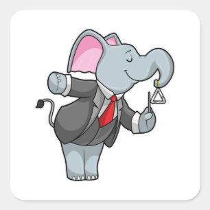 Elefant bei Musik mit Dreieck Quadratischer Aufkleber