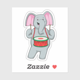 Elefant bei Musik mit Trommelmusik Aufkleber