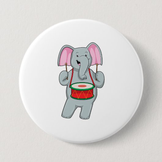 Elefant bei Musik mit Trommelmusik Button (Vorderseite)