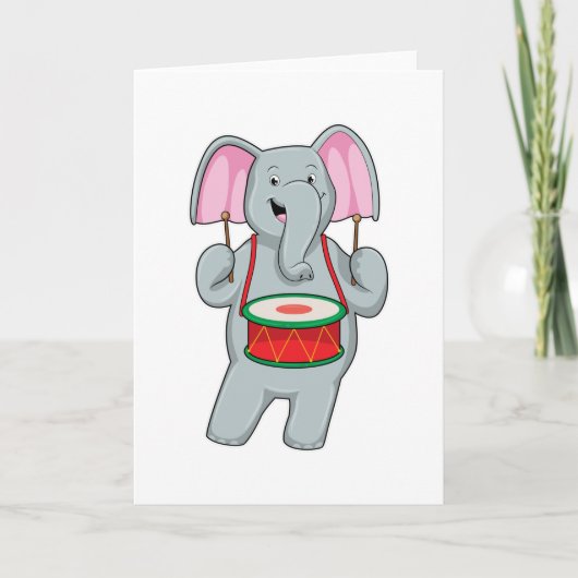 Elefant bei Musik mit Trommelmusik Karte (Vorderseite)