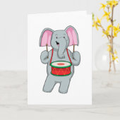 Elefant bei Musik mit Trommelmusik Karte (Gelbe Blume)