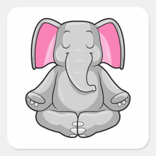 Elefant bei Yoga in Cross-Bid Quadratischer Aufkleber (Vorderseite)
