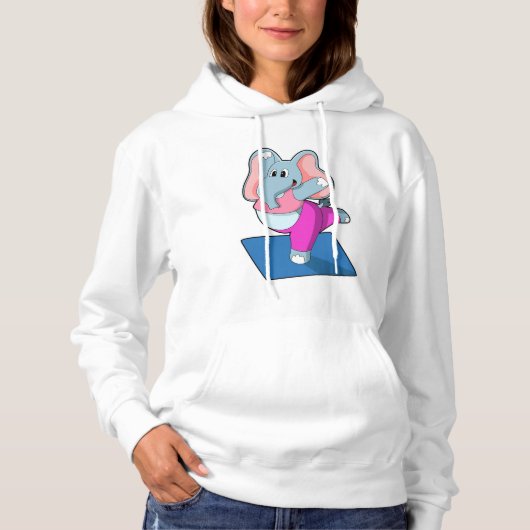 Elefant bei Yoga Stretching Übungen in Stehend Hoodie (Vorderseite)