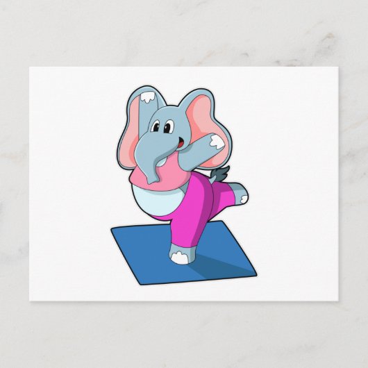 Elefant bei Yoga Stretching Übungen in Stehend Postkarte (Vorderseite)