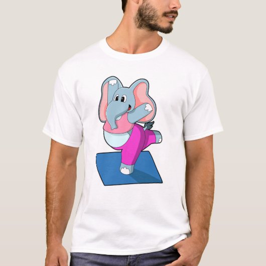Elefant bei Yoga Stretching Übungen in Stehend T-Shirt (Vorderseite)