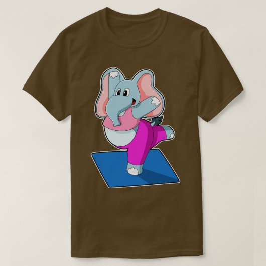 Elefant bei Yoga Stretching Übungen in Stehend T-Shirt (Design vorne)