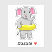 Elefant beim Baden mit Lifebuoy Aufkleber (Blatt)