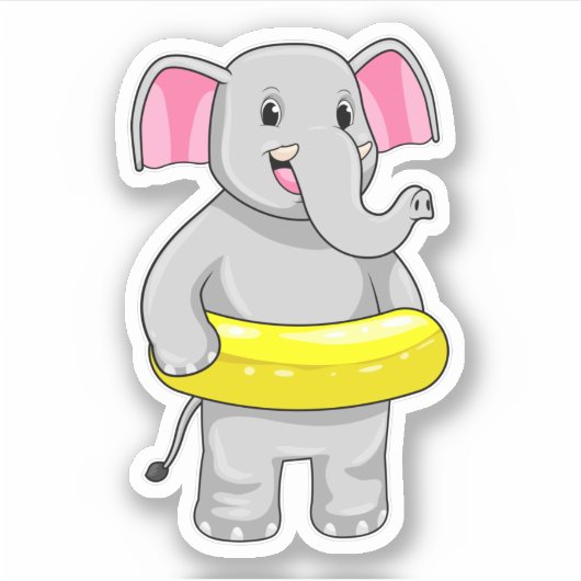 Elefant beim Baden mit Lifebuoy Aufkleber (Vorderseite)