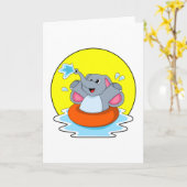 Elefant beim Baden mit Lifebuoy Karte (Gelbe Blume)