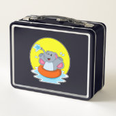 Elefant beim Baden mit Lifebuoy Metall Brotdose (Rückseite)