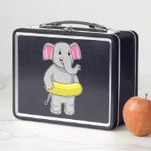 Elefant beim Baden mit Lifebuoy Metall Brotdose (Beispiel)