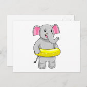 Elefant beim Baden mit Lifebuoy Postkarte (Vorne/Hinten)