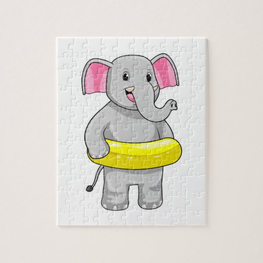 Elefant beim Baden mit Lifebuoy Puzzle (Vertikal)