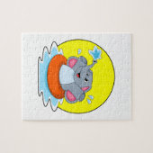 Elefant beim Baden mit Lifebuoy Puzzle (Horizontal)