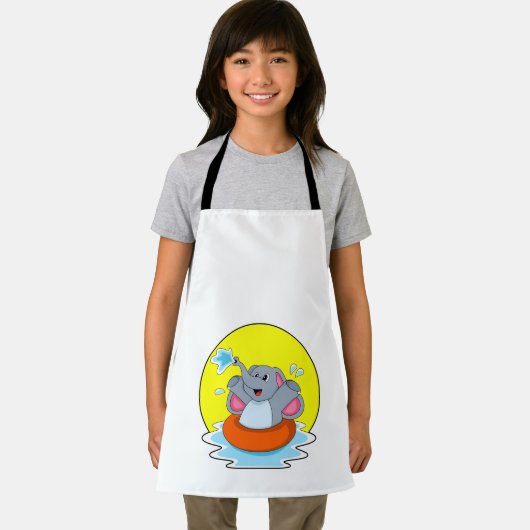 Elefant beim Baden mit Lifebuoy Schürze (Insitu)