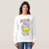Elefant beim Baden mit Lifebuoy Sweatshirt (Vorne ganz)