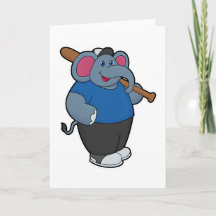 Elefant beim Baseball mit Baseballschläger Karte
