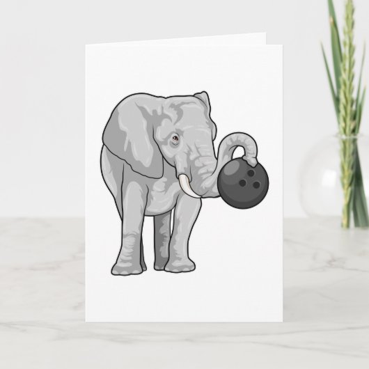 Elefant beim Bowling mit Bowlingkugel Karte (Vorderseite)