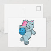 Elefant beim Bowling mit Bowlingkugel Postkarte (Vorne/Hinten)