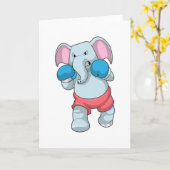 Elefant beim Boxen mit Boxhandschuhen Karte (Gelbe Blume)