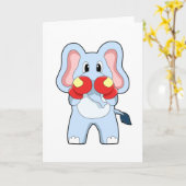 Elefant beim Boxen mit Boxhandschuhen Karte (Gelbe Blume)