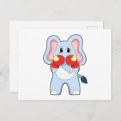 Elefant beim Boxen mit Boxhandschuhen Postkarte (Vorne/Hinten)
