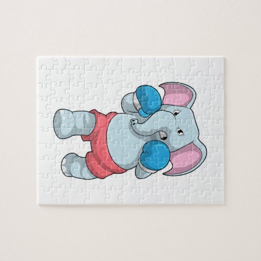 Elefant beim Boxen mit Boxhandschuhen Puzzle (Horizontal)