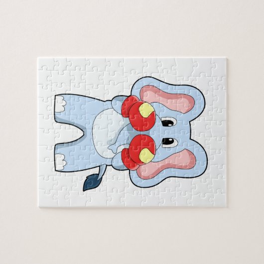 Elefant beim Boxen mit Boxhandschuhen Puzzle (Horizontal)