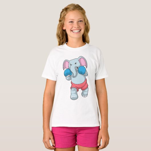 Elefant beim Boxen mit Boxhandschuhen T-Shirt (Vorne ganz)