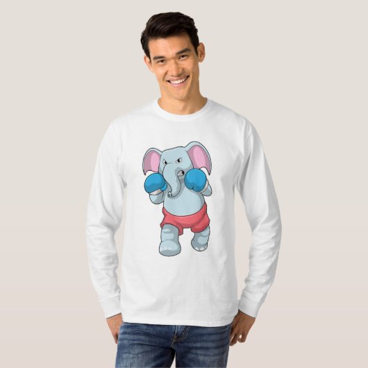 Elefant beim Boxen mit Boxhandschuhen T-Shirt (Vorne ganz)