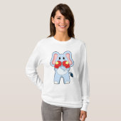 Elefant beim Boxen mit Boxhandschuhen T-Shirt (Vorne ganz)
