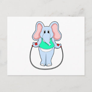 Elefant beim Fitness mit Springseil.PNG Postkarte